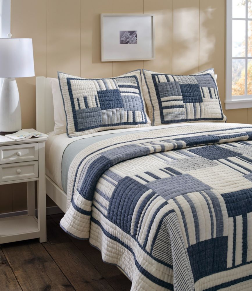 Striped Patchwork Quilt Collection, Indigo, small image number 5