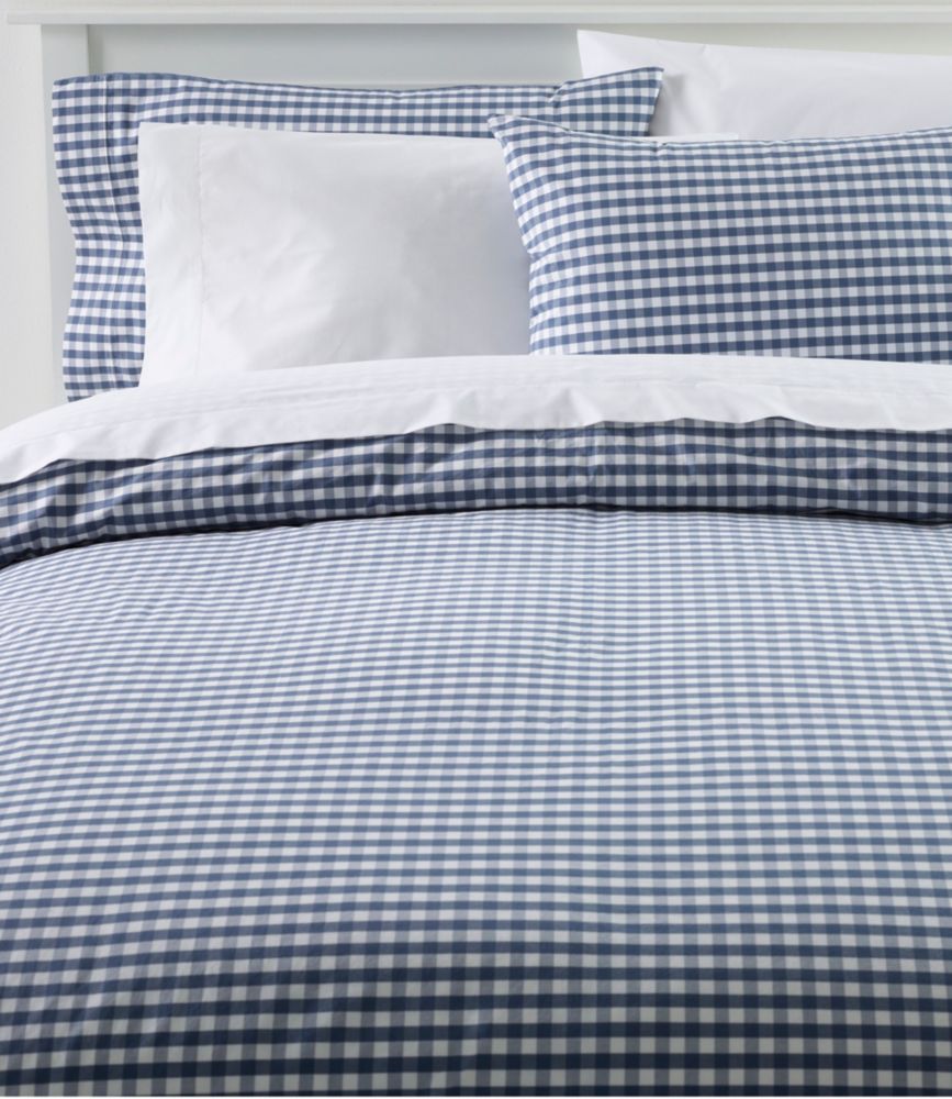 Sunwashed Percale Comforter Cover, Gingham Check, Vintage Indigo, small image number 1