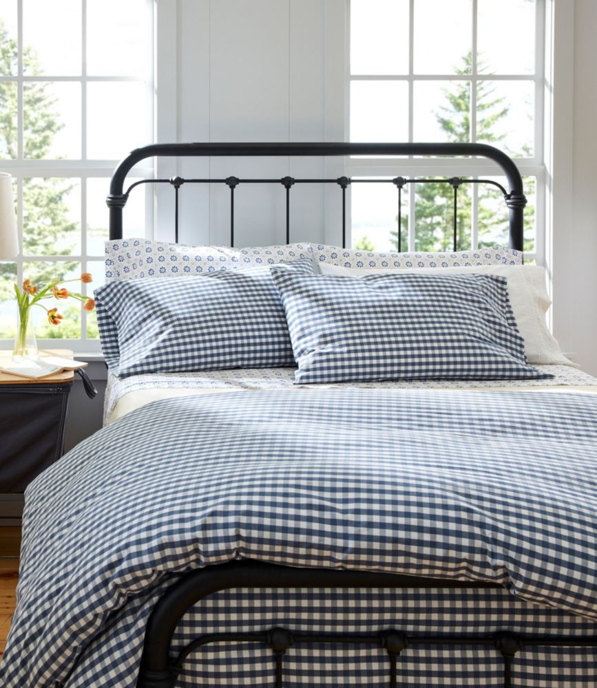 Sunwashed Percale Sheet Collection, Gingham Check, Vintage Indigo, small image number 2