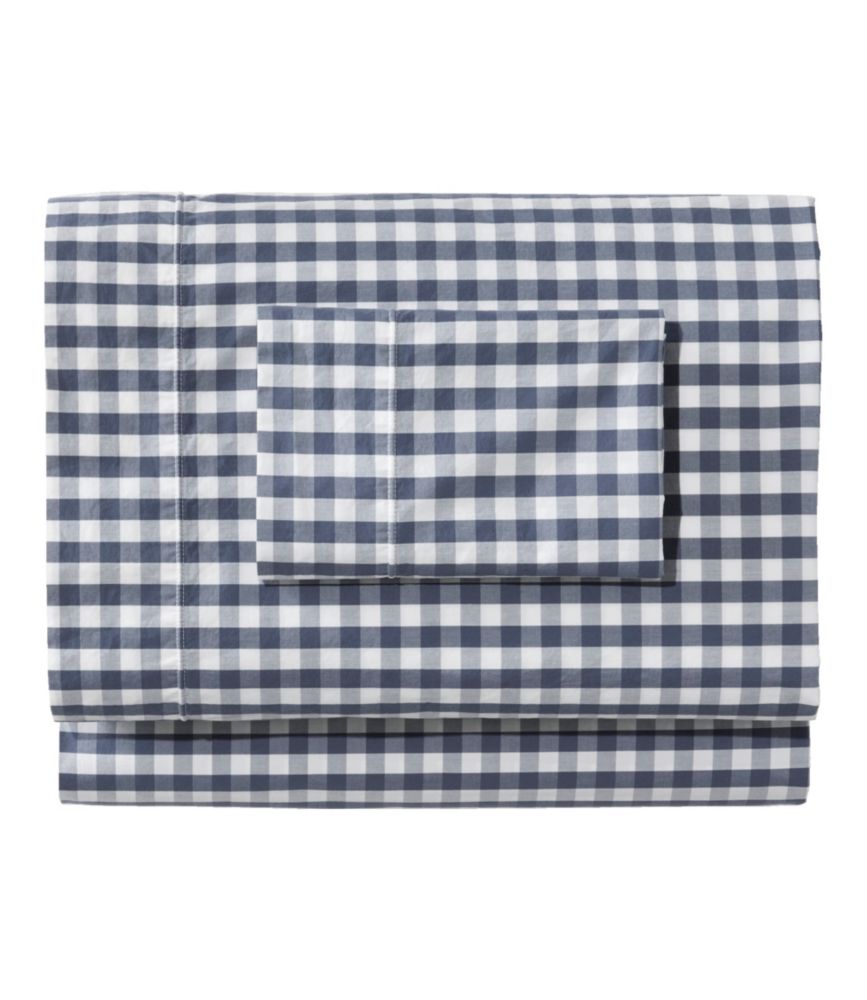 Sunwashed Percale Sheet Collection, Gingham Check, Vintage Indigo, small image number 1