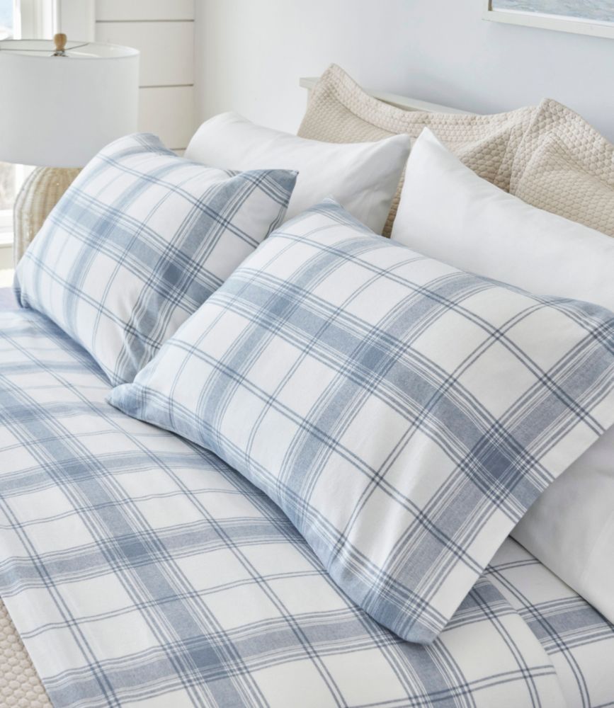 Organic Flannel Sheet Collection, Plaid, Slate Blue, small image number 4