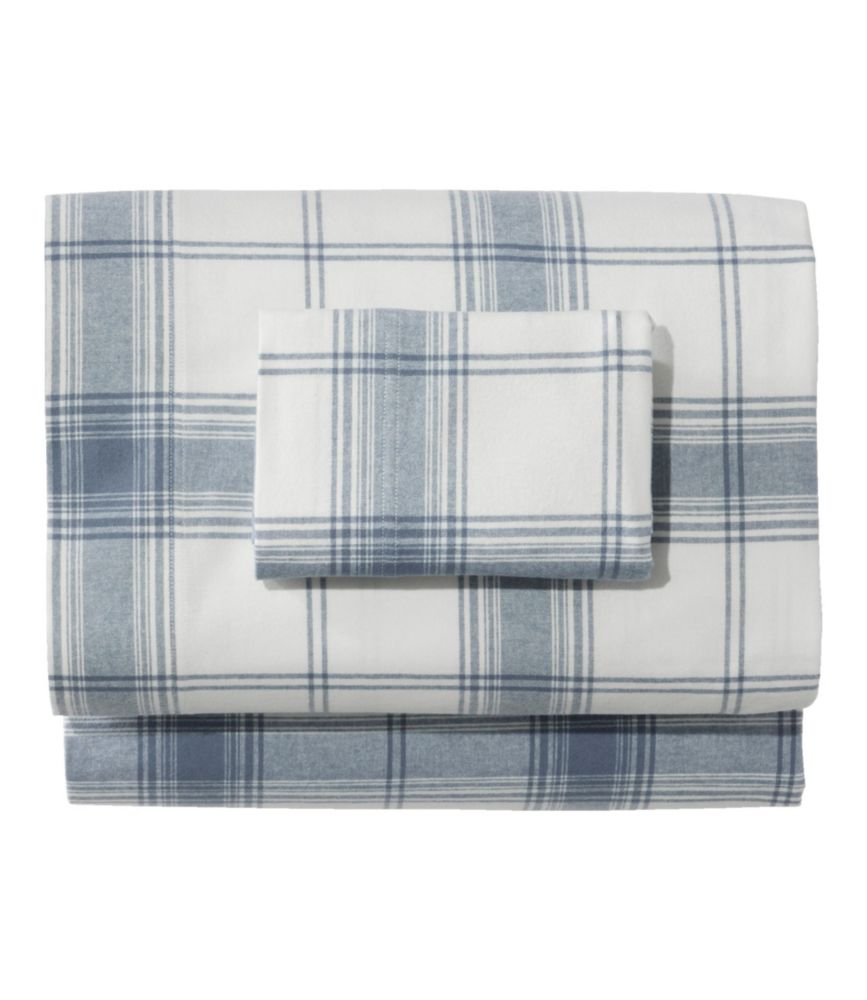 Organic Flannel Sheet Collection, Plaid, Slate Blue, small image number 1