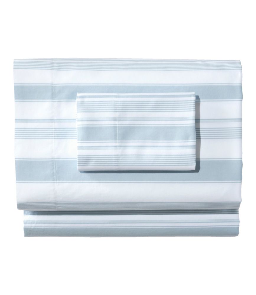 Garment Washed Sateen Sheet Collection, Stripe, Seaside Blue, small image number 1