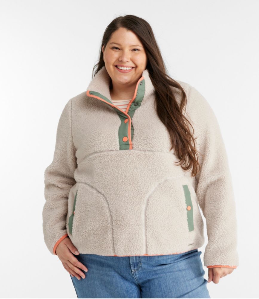 Women's Bean's Sherpa Fleece Pullover, Eggplant, small image number 2