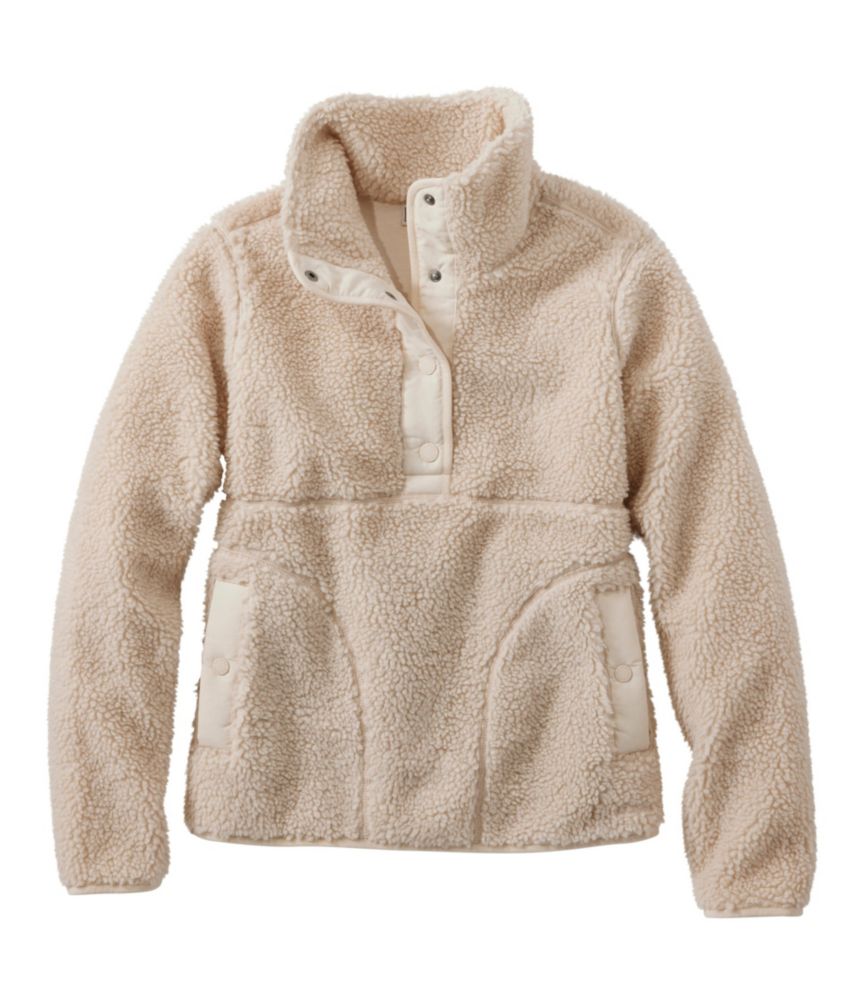 Women's Bean's Sherpa Fleece Pullover, Natural, small image number 1