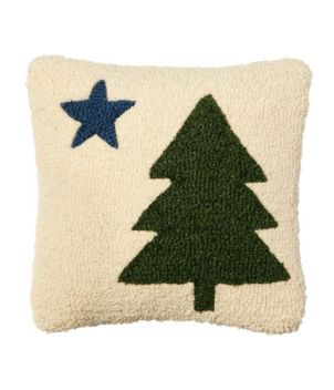 Wool Hooked Throw Pillow, Vacationland, 14" x 14"