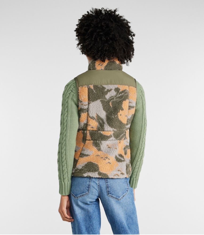 Women's Bean's Sherpa Fleece Vest, Camo, , small image number 3