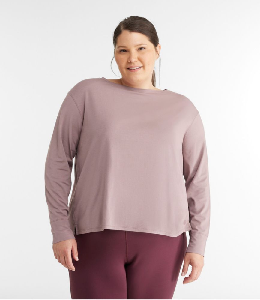 Women's Beyond Soft Tee, Pleat-Back Long-Sleeve, Smokey Mauve, small image number 2