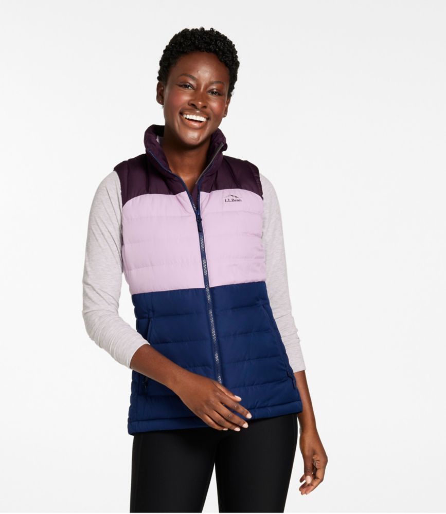 Women's Bean's Down Vest, Colorblock, Eggplant/Lavender Ice, small image number 2