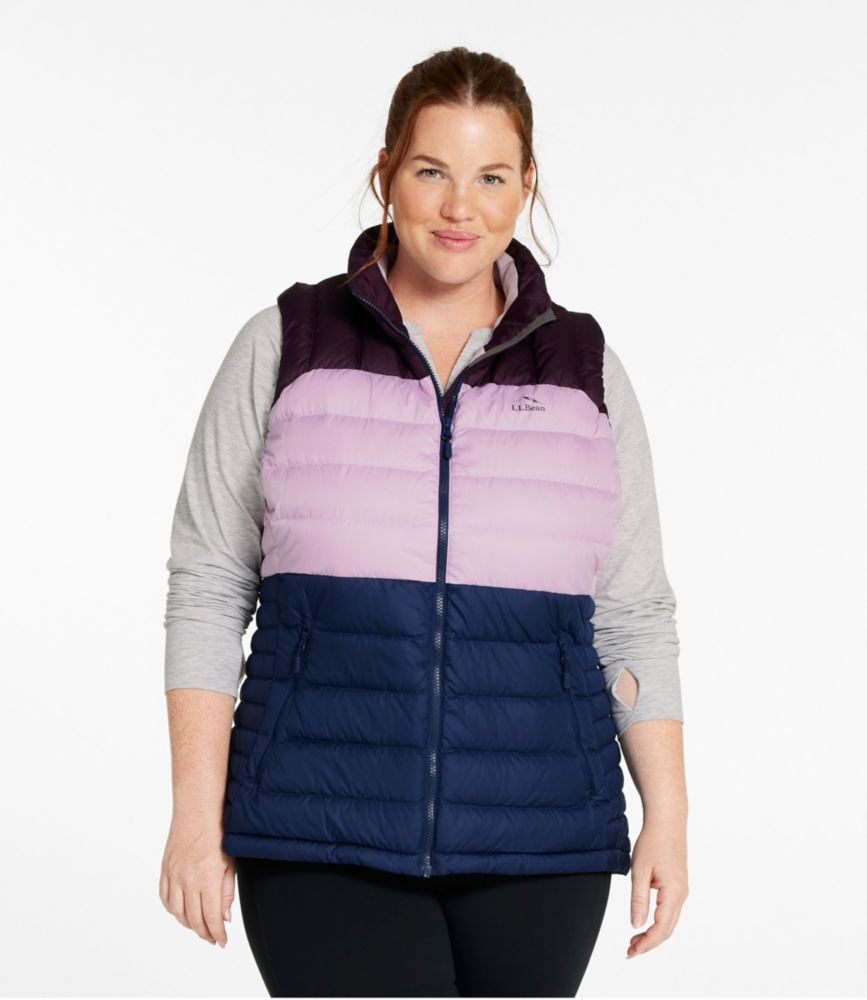 Women's Bean's Down Vest, Colorblock, Eggplant/Lavender Ice, small image number 2