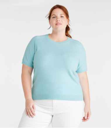 Women's Classic Cashmere Sweater, Short-Sleeve Tee