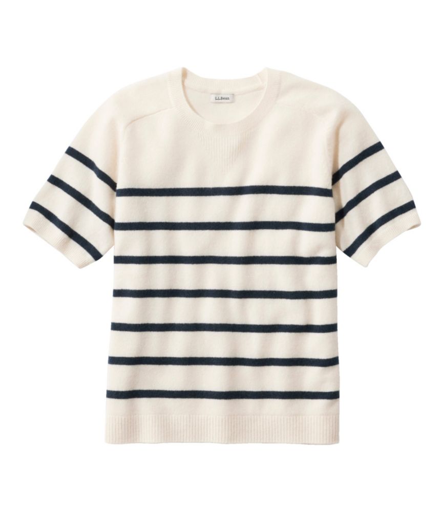 Women's Classic Cashmere Sweater, Short-Sleeve Tee Stripe, , small image number 4