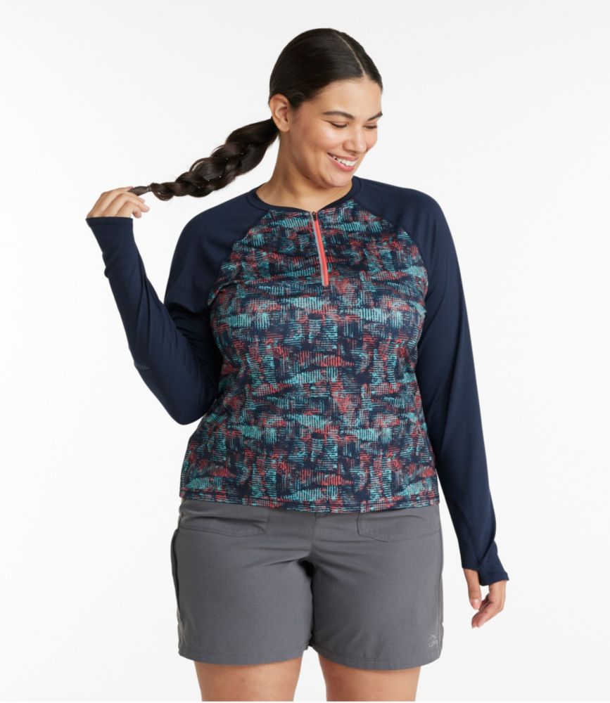 Women's Comfort Cycling Jersey, Long-Sleeve Print, Classic Navy Geo Print/Classic Navy, small image number 2