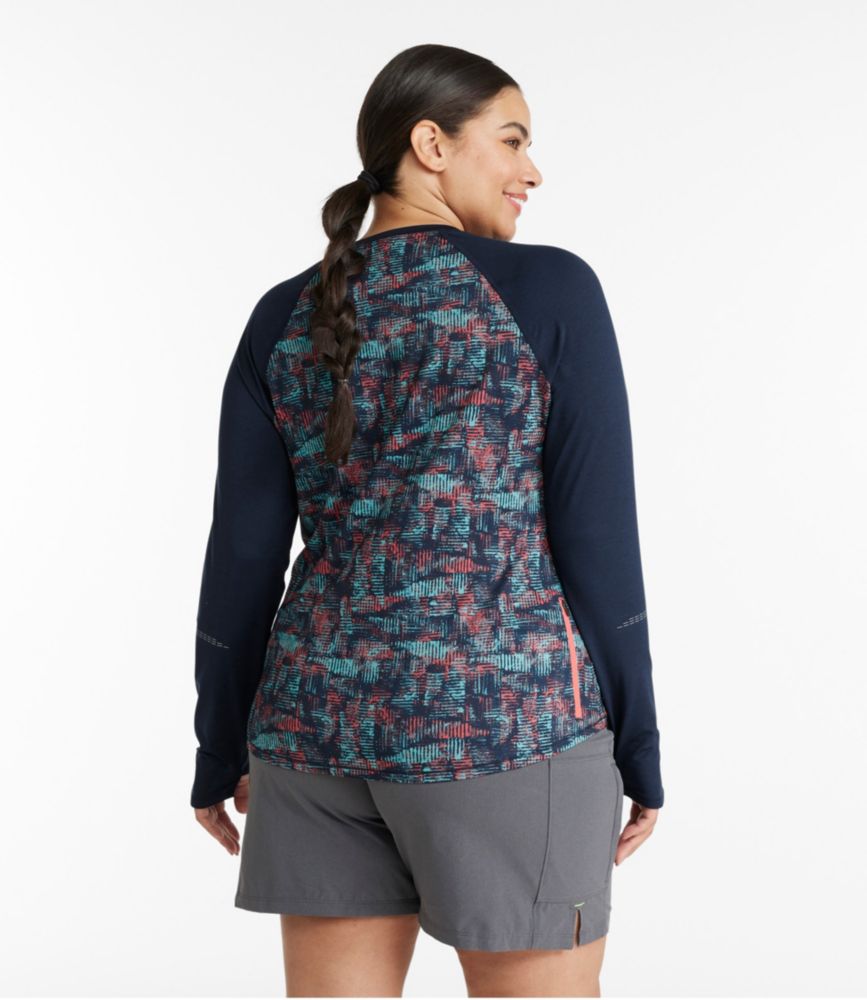 Women's Comfort Cycling Jersey, Long-Sleeve Print, Classic Navy Geo Print/Classic Navy, small image number 3