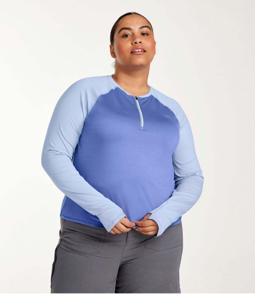 Women's Comfort Cycling Jersey, Long-Sleeve, Larkspur/Malibu Blue, small image number 2
