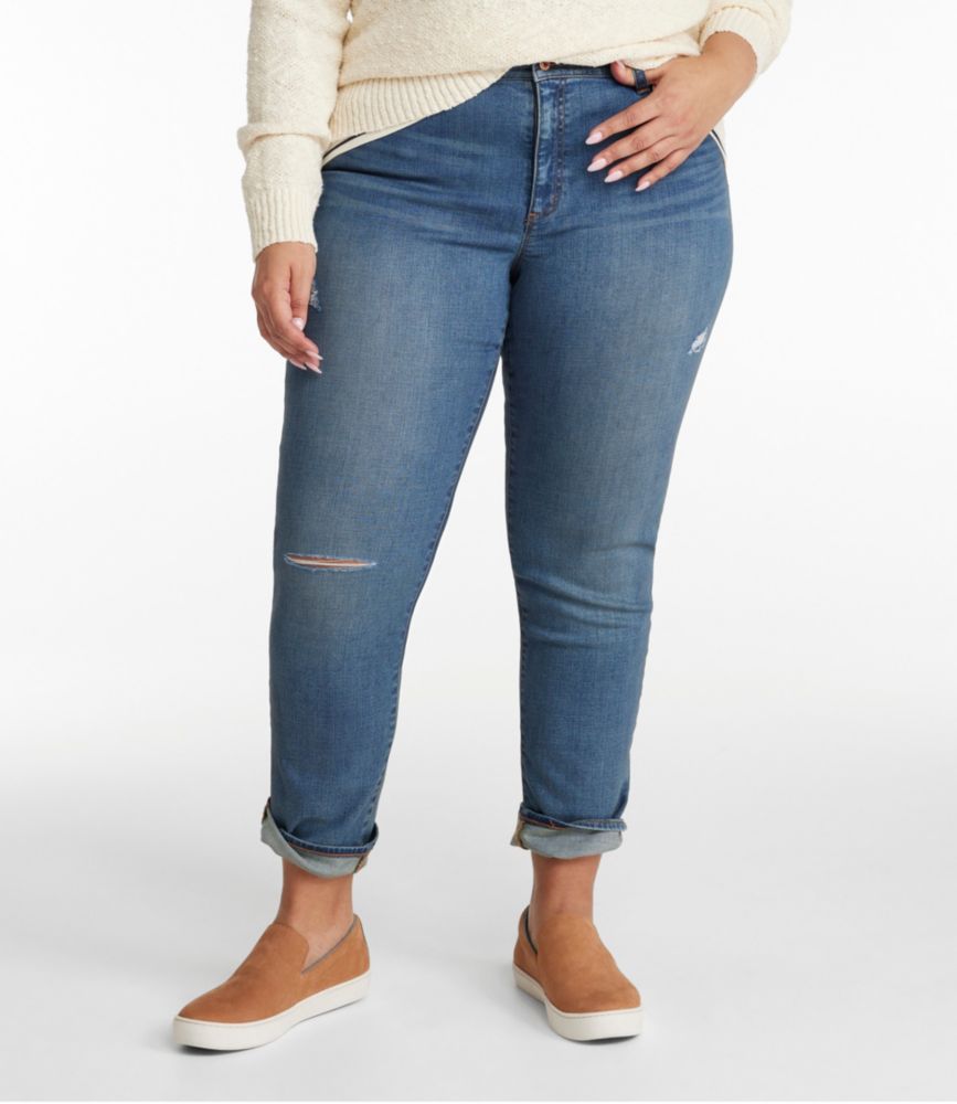 Women's Signature Organic Denim Boyfriend Jeans, Low-Rise Straight-Leg