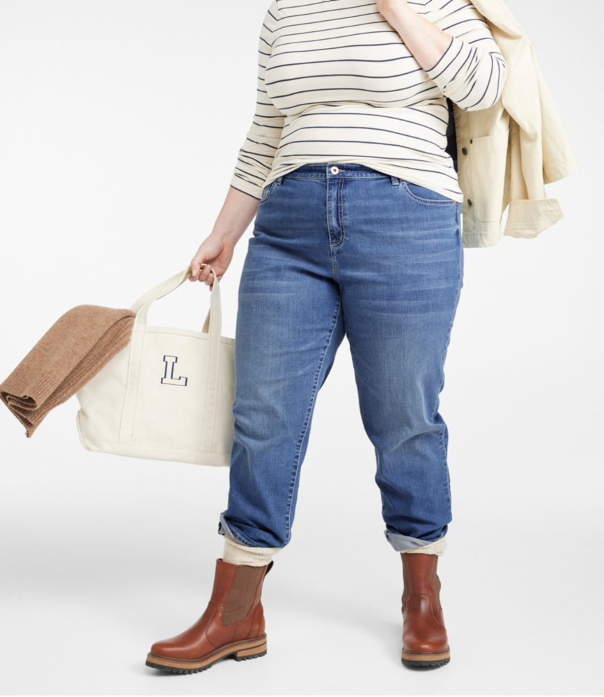 Women's Signature Organic Denim Boyfriend Jeans, Low-Rise Straight-Leg