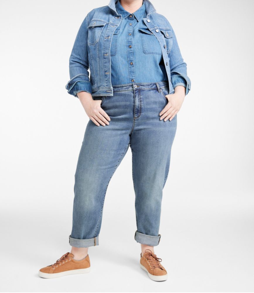 Women's Signature Organic Denim Boyfriend Jeans, Low-Rise Straight-Leg