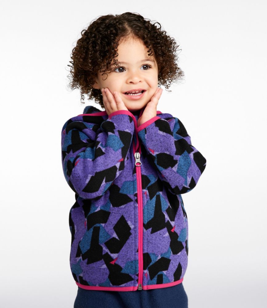 Infants' and Toddlers' L.L.Bean Sweater Fleece, Full-Zip Print, Coal Snowflake Fairisle, small image number 2