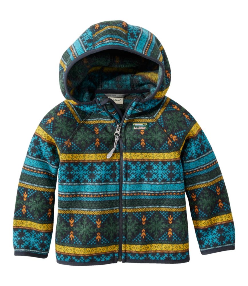 Infants' and Toddlers' L.L.Bean Sweater Fleece, Full-Zip Print, Coal Snowflake Fairisle, small image number 1