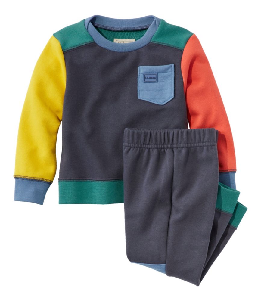 Infants' and Toddlers' Athleisure Sweatsuit Set, Carbon Navy Color Block, small image number 1