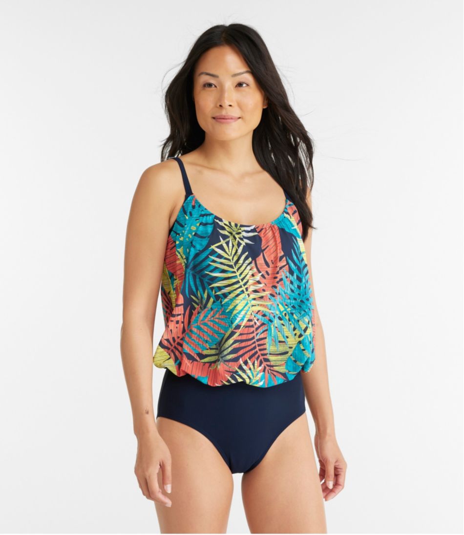 Women's Shaping Swimwear, Blouson Tankini Top Print