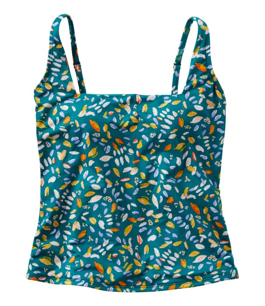 Women's New Currents Swimwear, Squareneck Tankini Top Print, Blue-Green Petal Multi, small image number 1