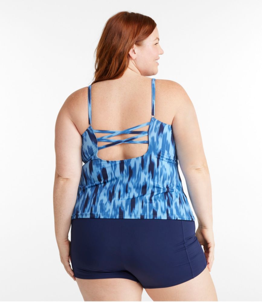 Women's New Currents Swimwear, Squareneck Tankini Top Print, Blue-Green Petal Multi, small image number 3