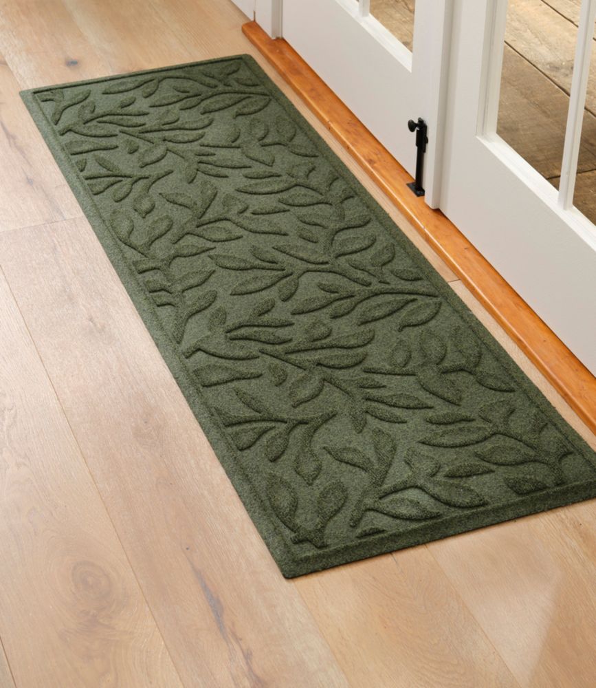 Heavyweight Recycled Waterhog 2' x 5' Wide Doormat, Woodland Leaf, Khaki, small image number 5