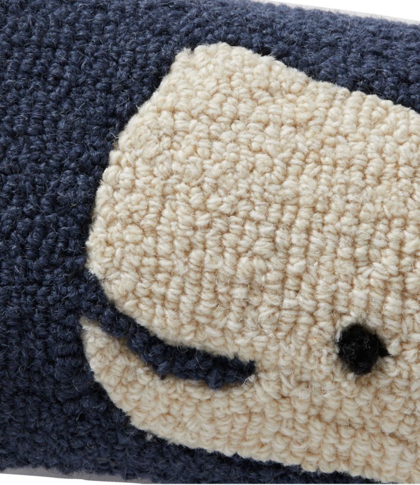 Wool Hooked Throw Pillow, Whale