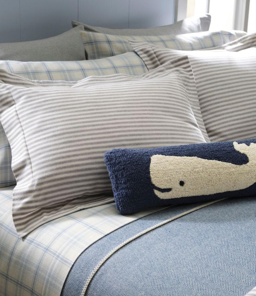 Wool Hooked Throw Pillow, Whale, 8" x 24"