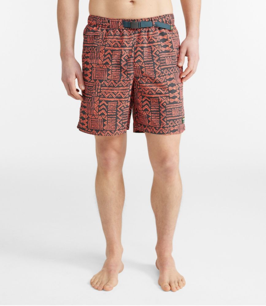 Men's Classic Supplex Sport Shorts, Belted, Print, 8", Ember Geo, small image number 2