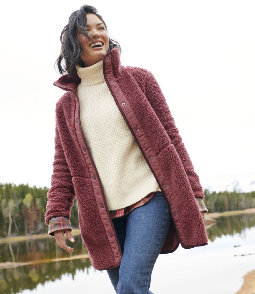 Women's Bean's Sherpa Fleece Coat, Soapstone, small image number 6