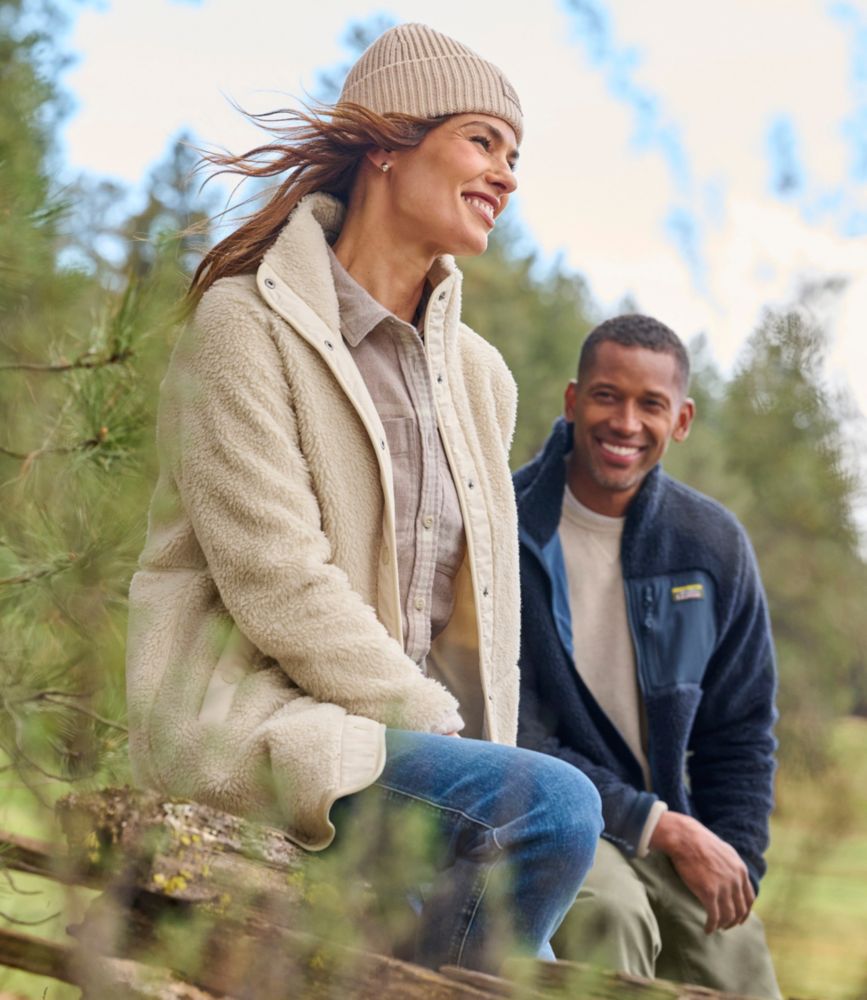 Women's Bean's Sherpa Fleece Coat, Carbon Navy, small image number 9