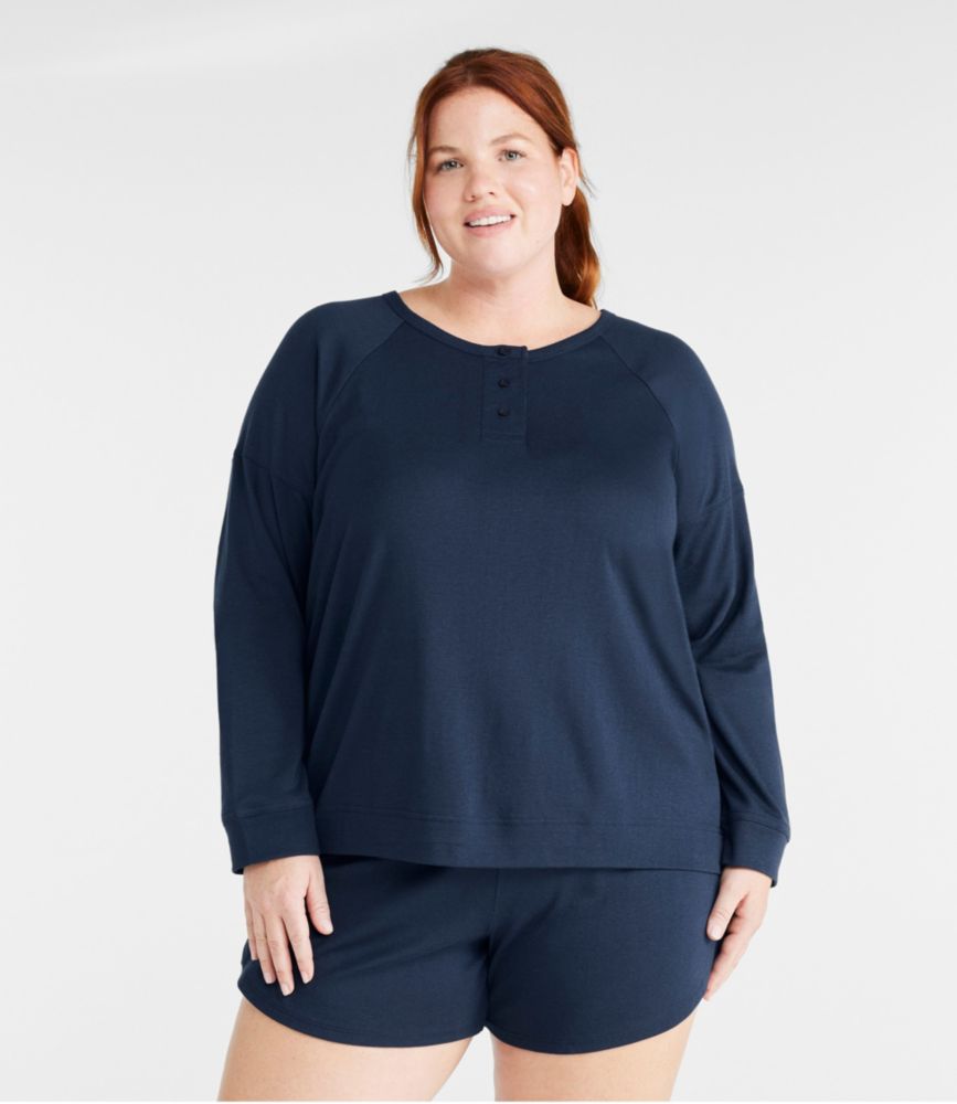 Women's Restorative Sleepwear, Long-Sleeve Henley, Classic Navy, small image number 2