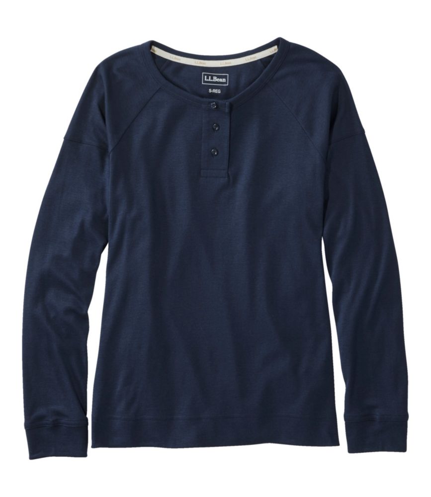 Women's Restorative Sleepwear, Long-Sleeve Henley, Classic Navy, small image number 1