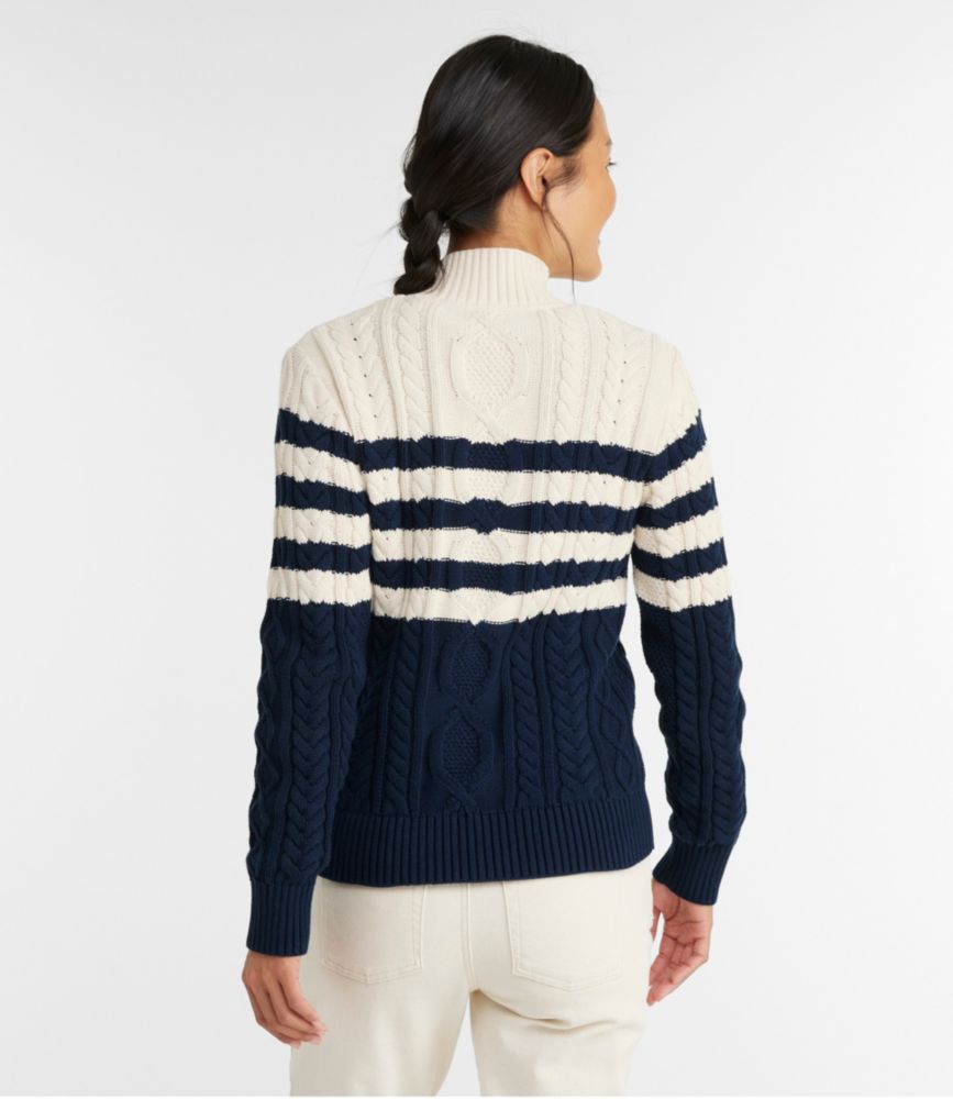 Women's Bean's Heritage Soft Cotton Fisherman Sweater, Cardigan Pattern, , small image number 2