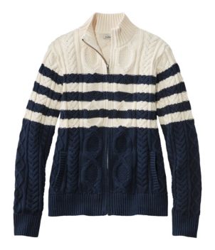 Women's Bean's Heritage Soft Cotton Fisherman Sweater, Cardigan Pattern