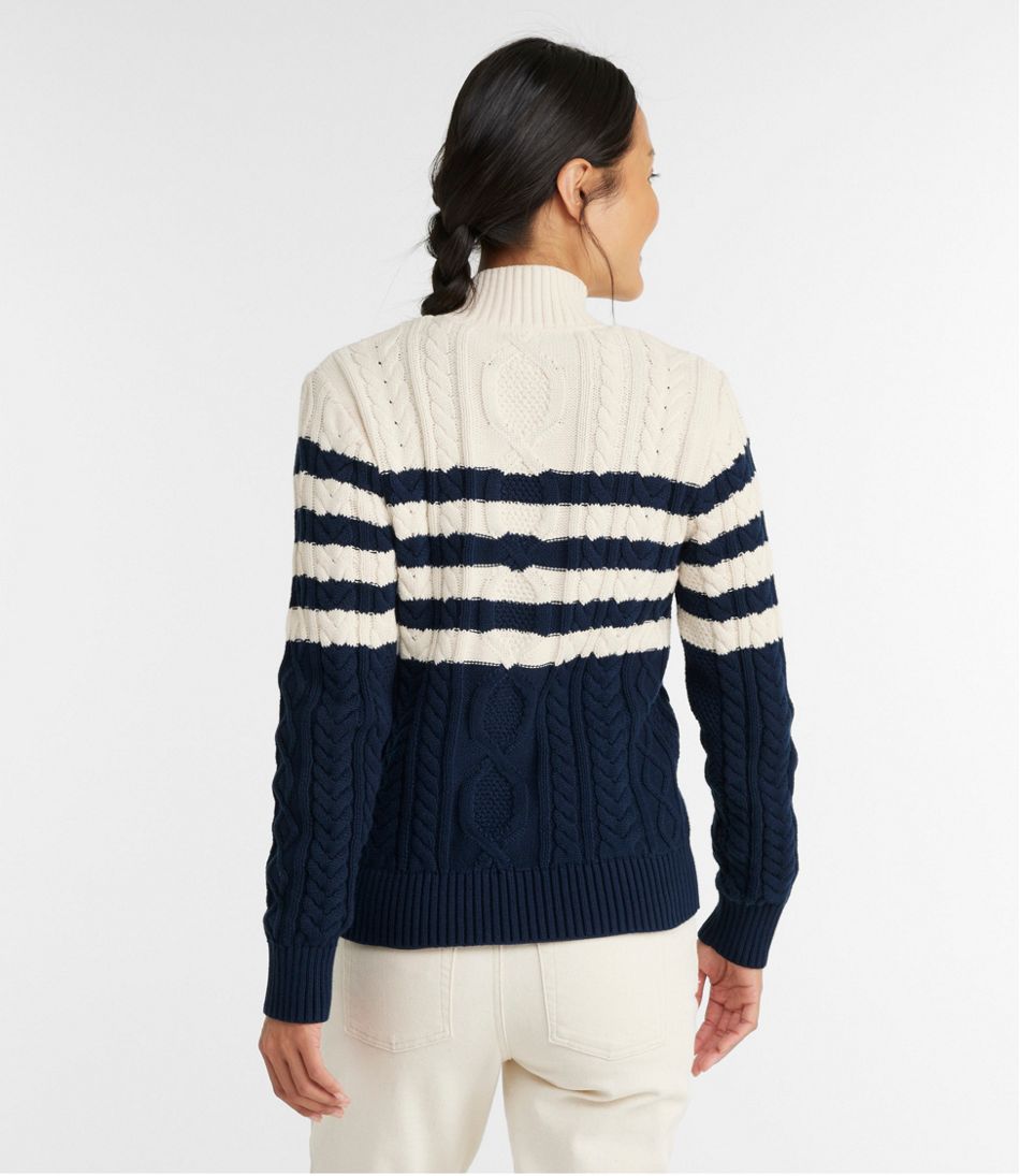 Women's Bean's Heritage Soft Cotton Fisherman Sweater, Cardigan Pattern ...