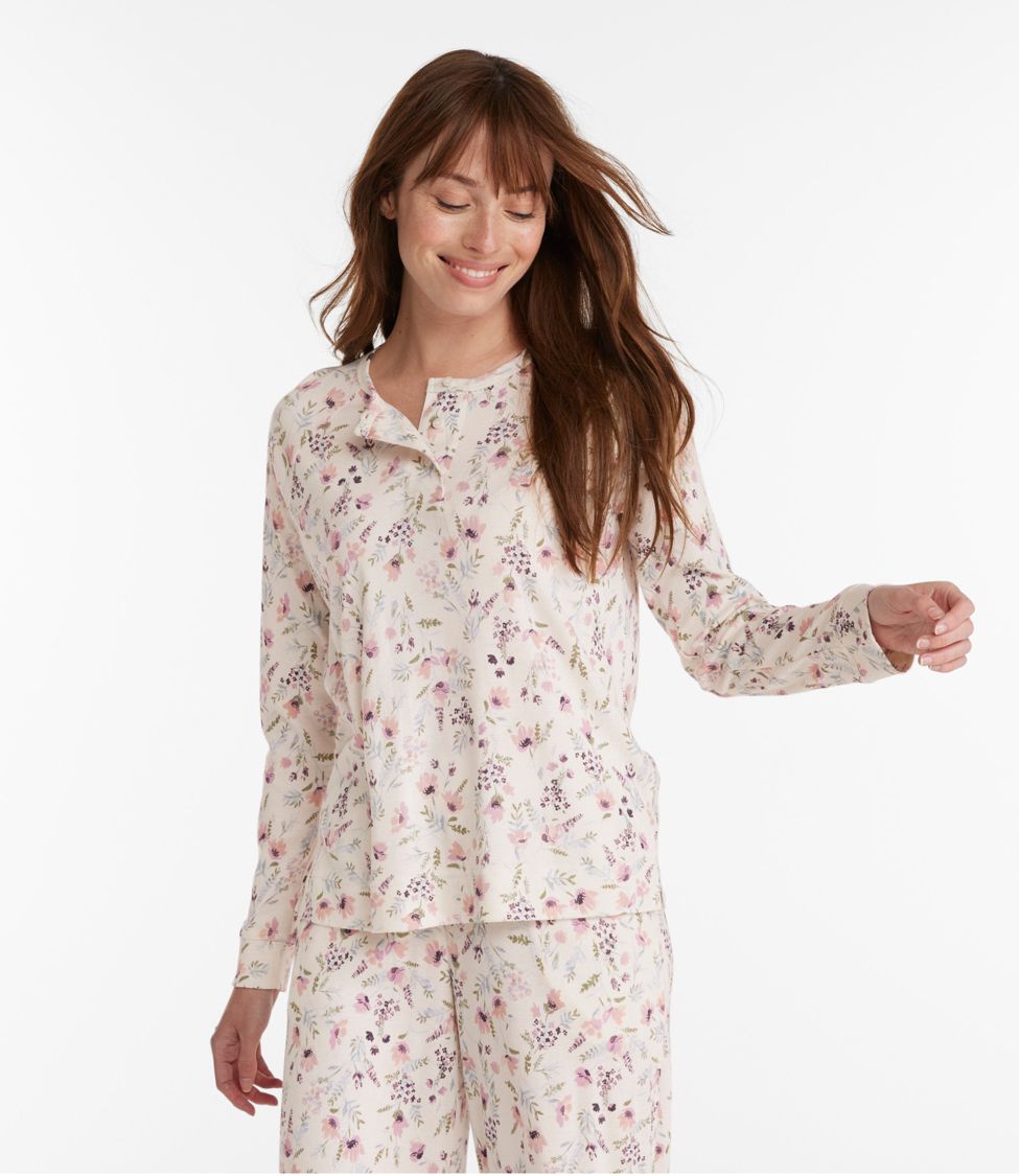 Shady Lady Henley Pajamas In Red Print