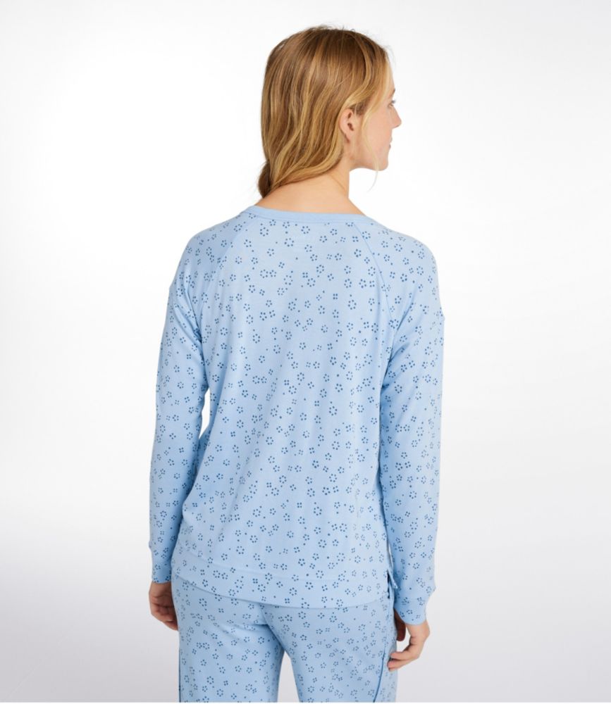 Women's Restorative Sleepwear, Long-Sleeve Henley Print, Bright Mariner Ditsy, small image number 3