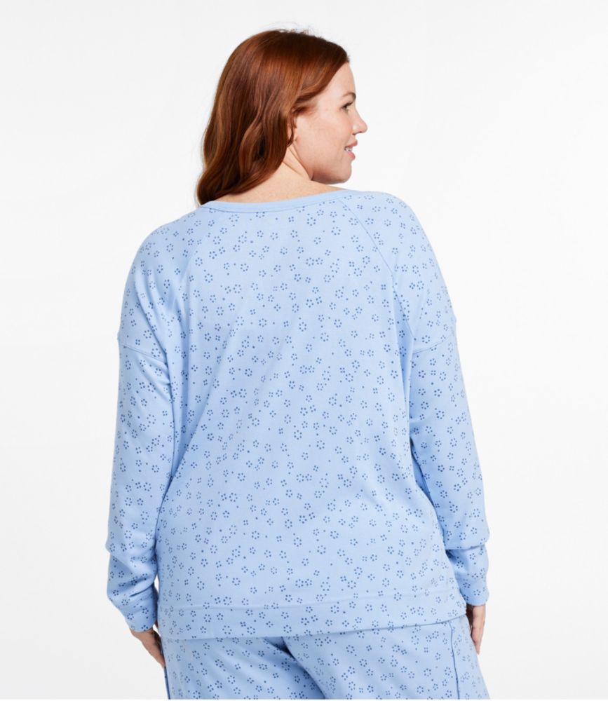 Women's Restorative Sleepwear, Long-Sleeve Henley Print, Chalk Blue Geo, small image number 3