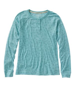 Women's Restorative Sleepwear, Long-Sleeve Henley Print