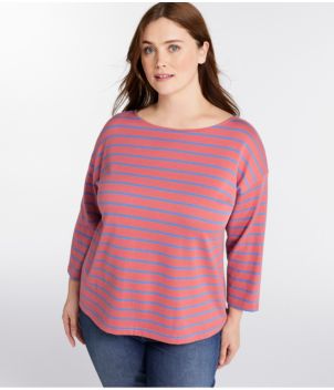 Women's Heritage Mariner Top, Boatneck Three-Quarter-Sleeve Stripe