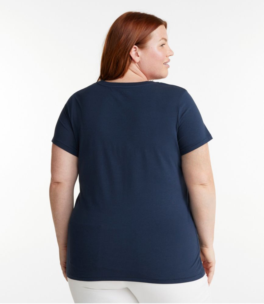 Women's Soft Stretch Supima-Blend Tee, Scoopneck Short-Sleeve