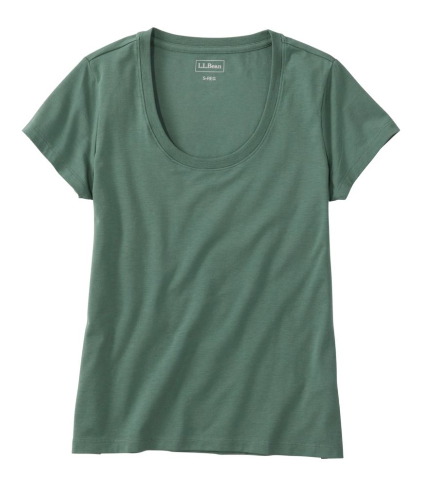 Women's Soft Stretch Supima-Blend Tee, Scoopneck Short-Sleeve