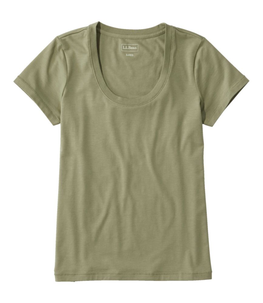 Women's Soft Stretch Supima-Blend Tee, Scoopneck Short-Sleeve