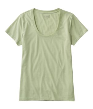 Women's Soft Stretch Supima-Blend Tee, Scoopneck Short-Sleeve