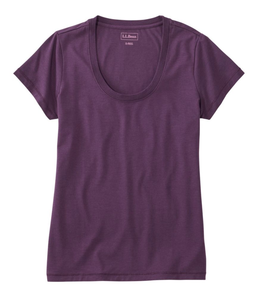 Women's Soft Stretch Supima-Blend Tee, Scoopneck Short-Sleeve