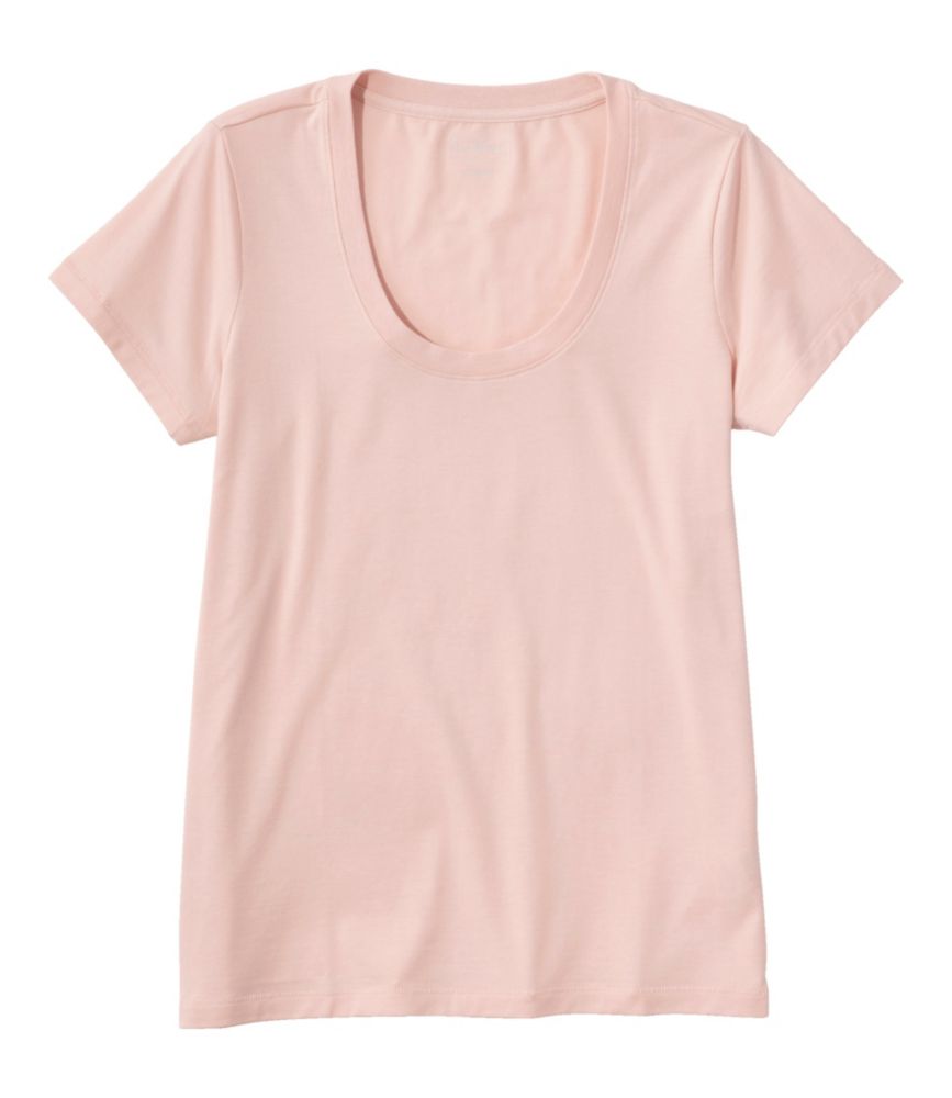 Women's Soft Stretch Supima-Blend Tee, Scoopneck Short-Sleeve